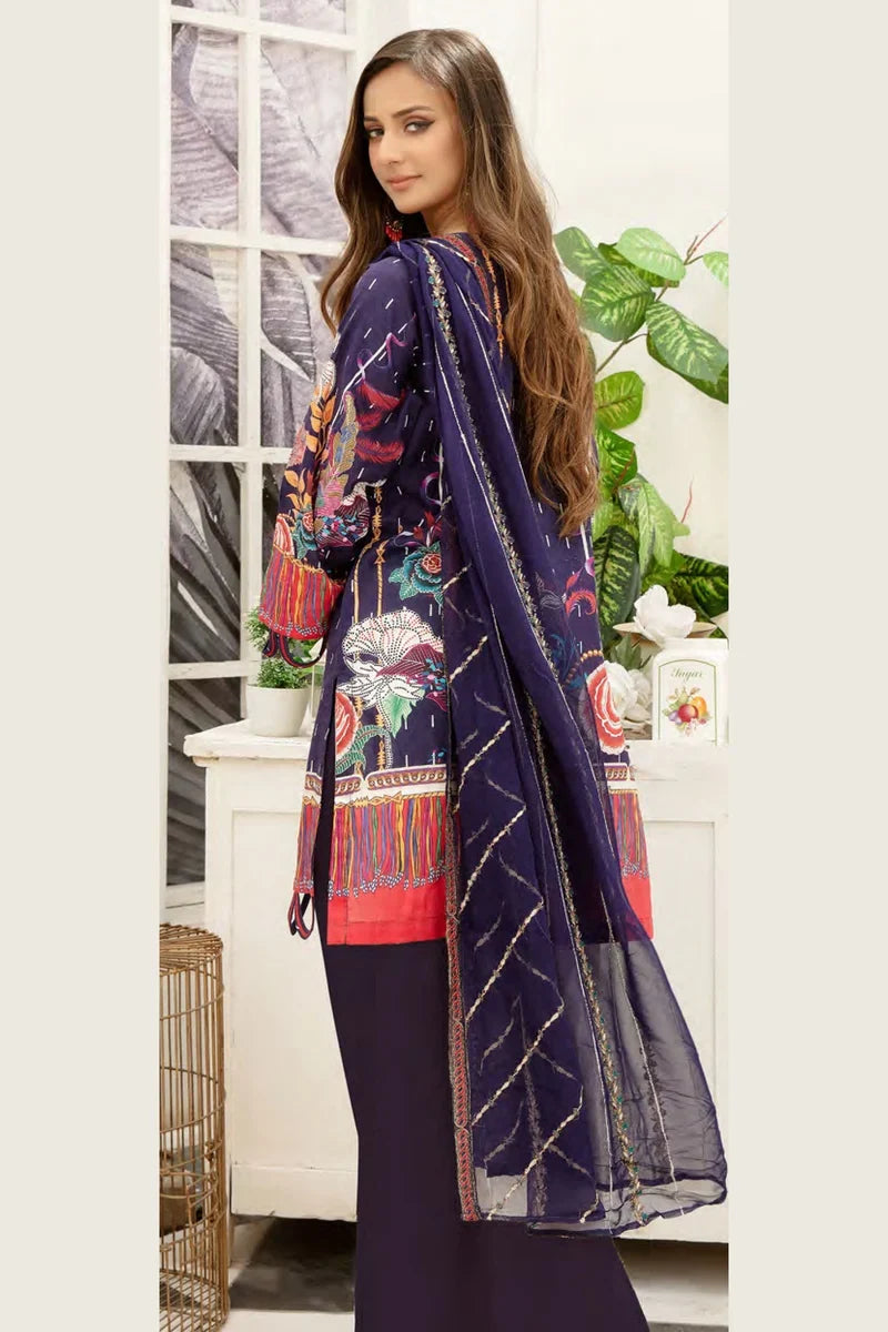 Pakistani Mauve Unstitched Three Piece