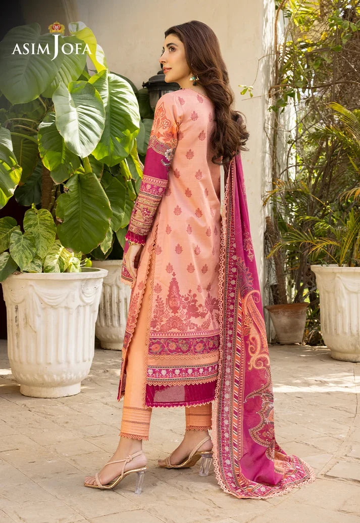 Pakistani Asim Jofa Unstitched Three Piece - Peach