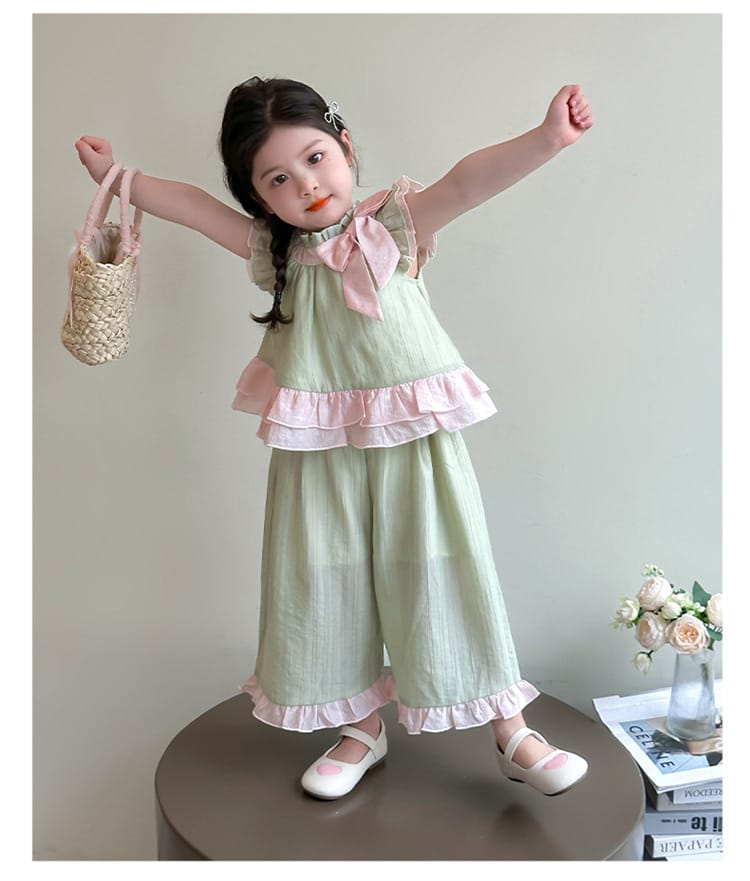 Imported Kids Stylish Top And Pant Set - Teel