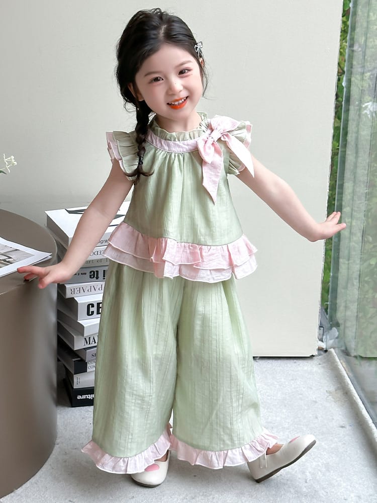 Imported Kids Stylish Top And Pant Set - Teel