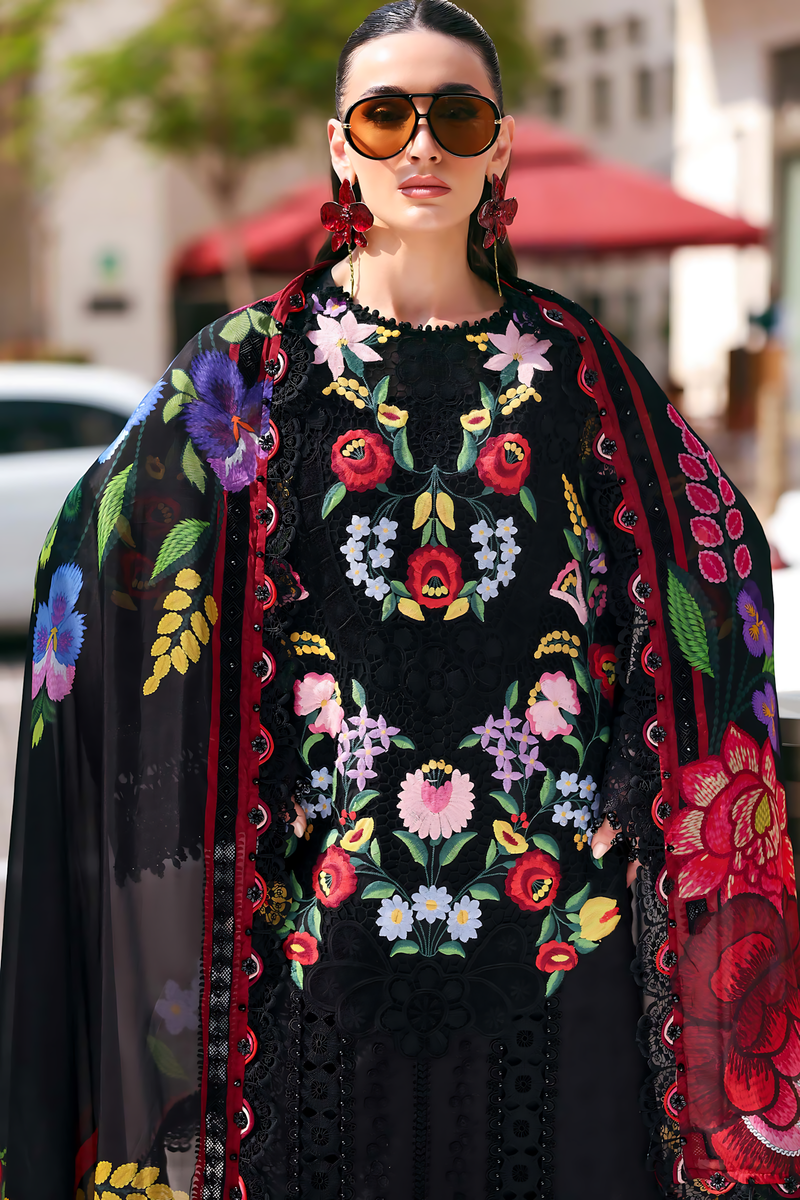 Pakistani Maria B Luxury Lawn Unstitched Three Piece - Black