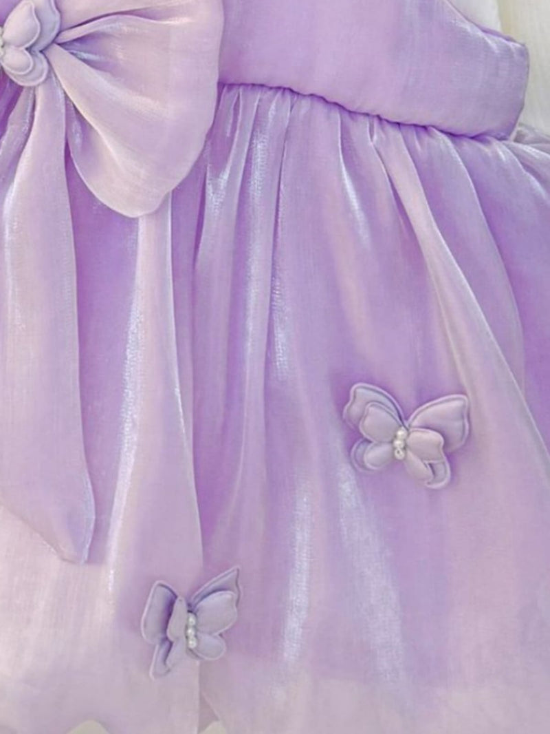 Imported Girls Korean Style Frock - Purple X White