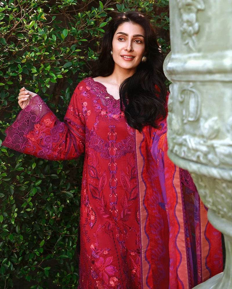 Pakistani Mushq Unstitched Three Piece - Falling Petals