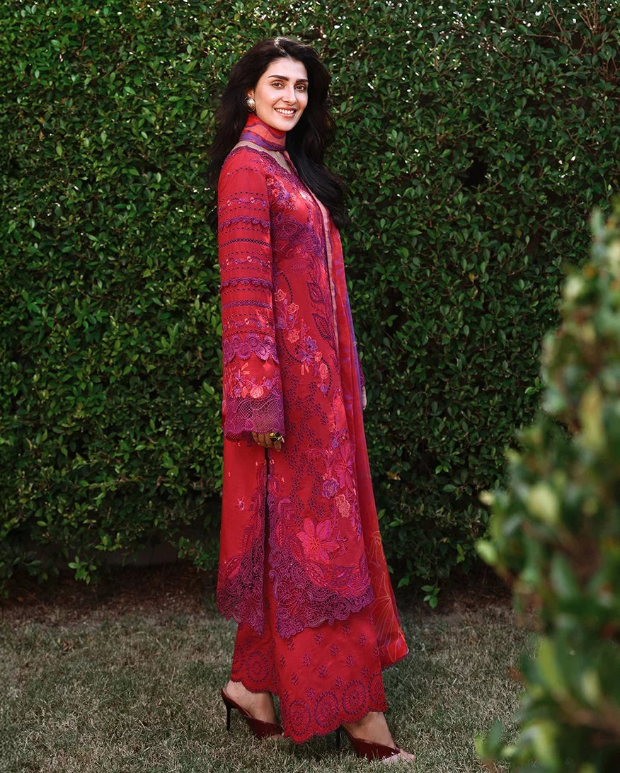 Pakistani Mushq Unstitched Three Piece - Falling Petals