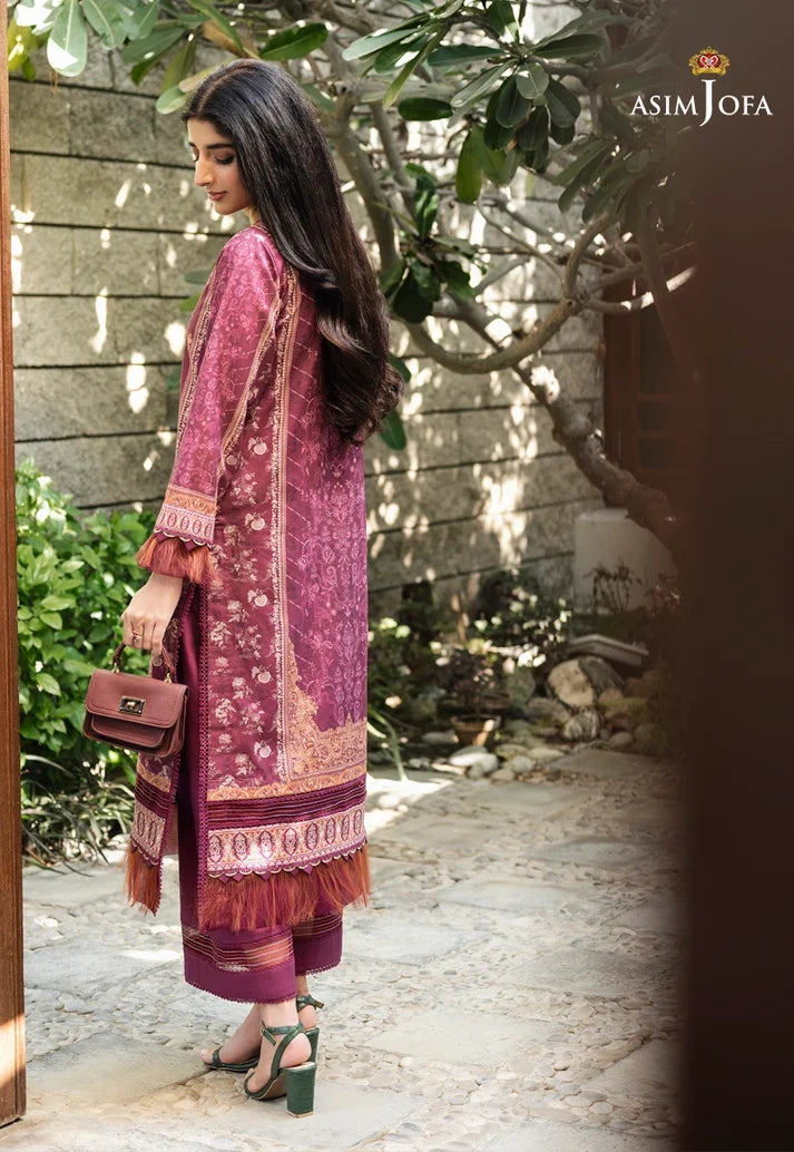 Pakistani Asim Jofa Unstitched Three Piece - Magenta
