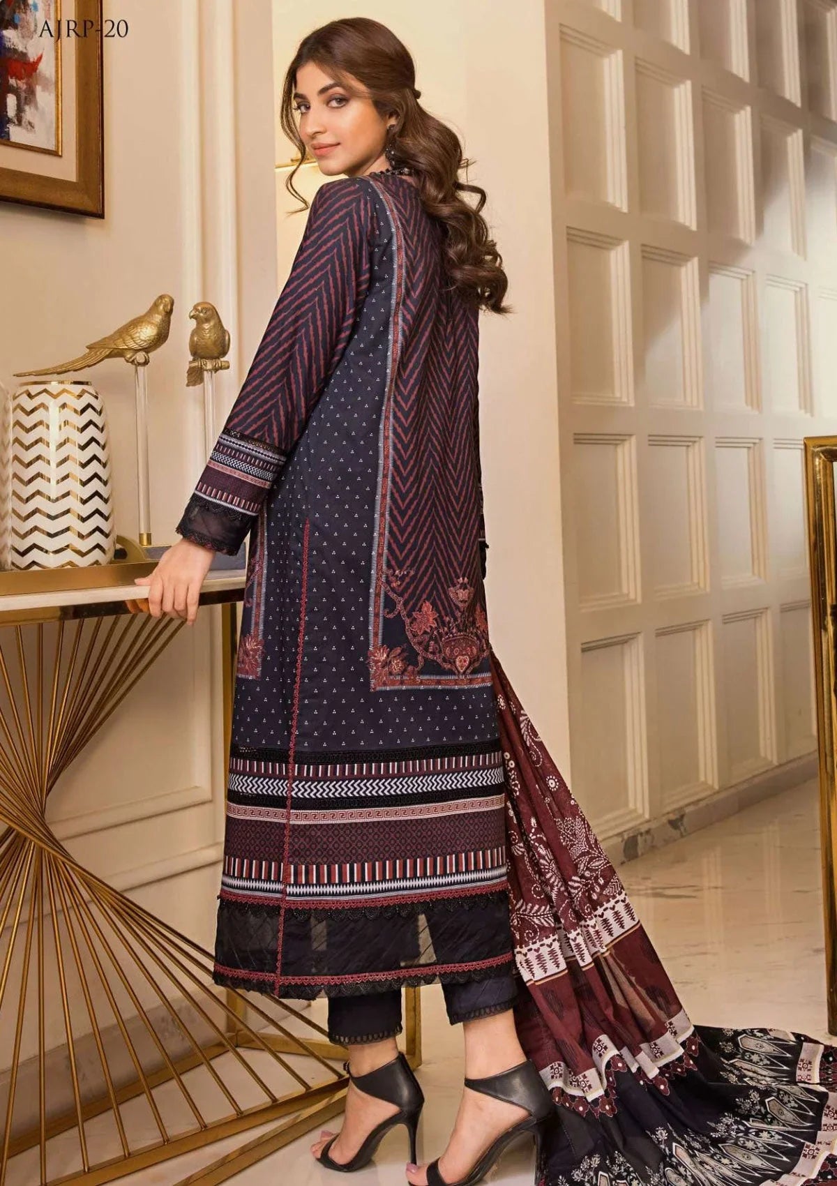 Pakistani Asim Jofa Embroidered Lawn Unstitched Three Piece - AJRP-20