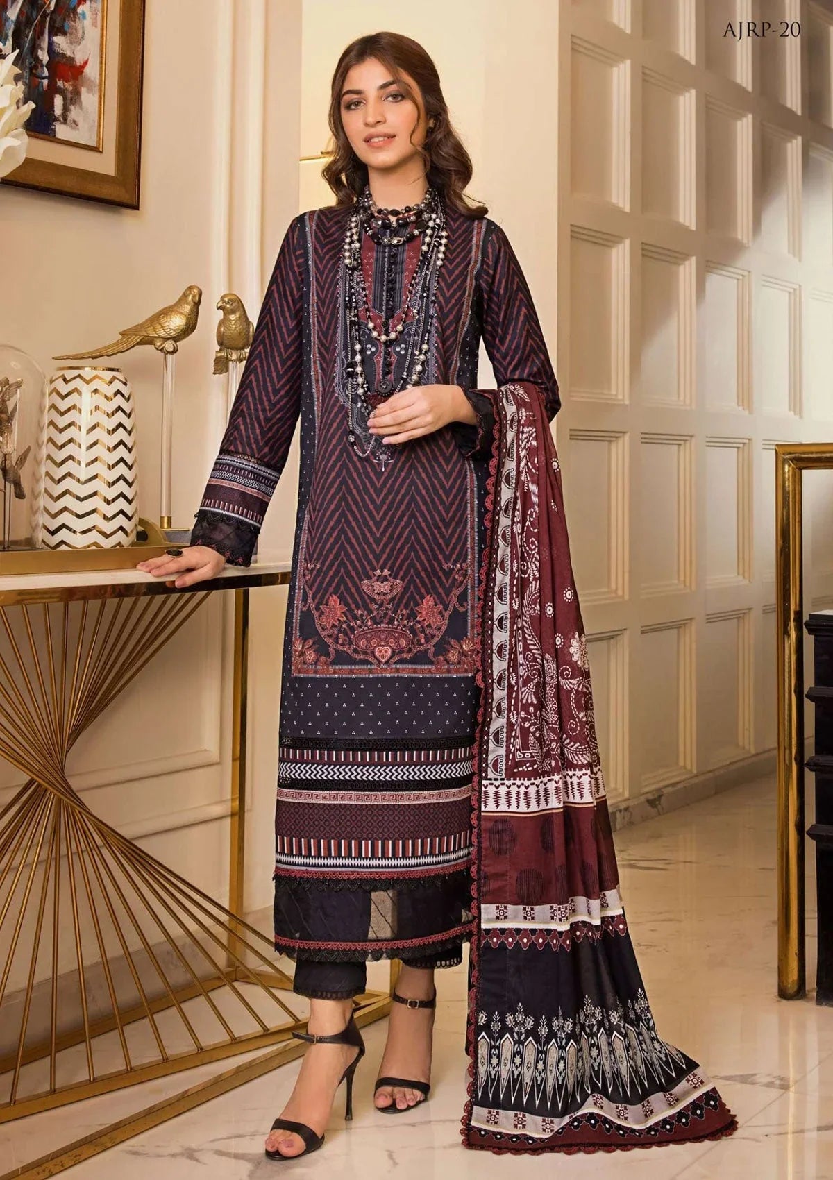 Pakistani Asim Jofa Embroidered Lawn Unstitched Three Piece - AJRP-20