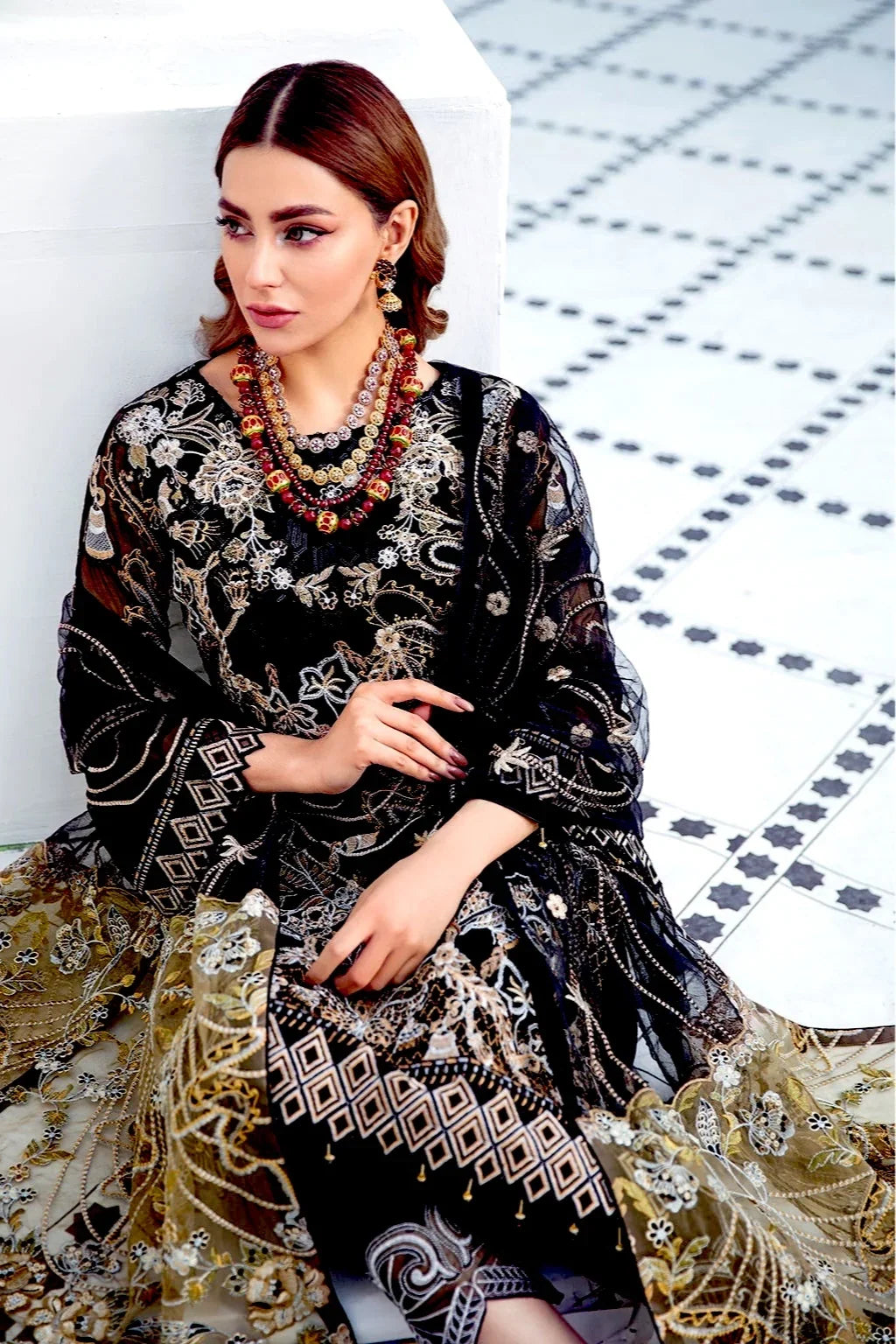 Pakistani Ramsha Luxury Chiffon Unstitched Three Piece