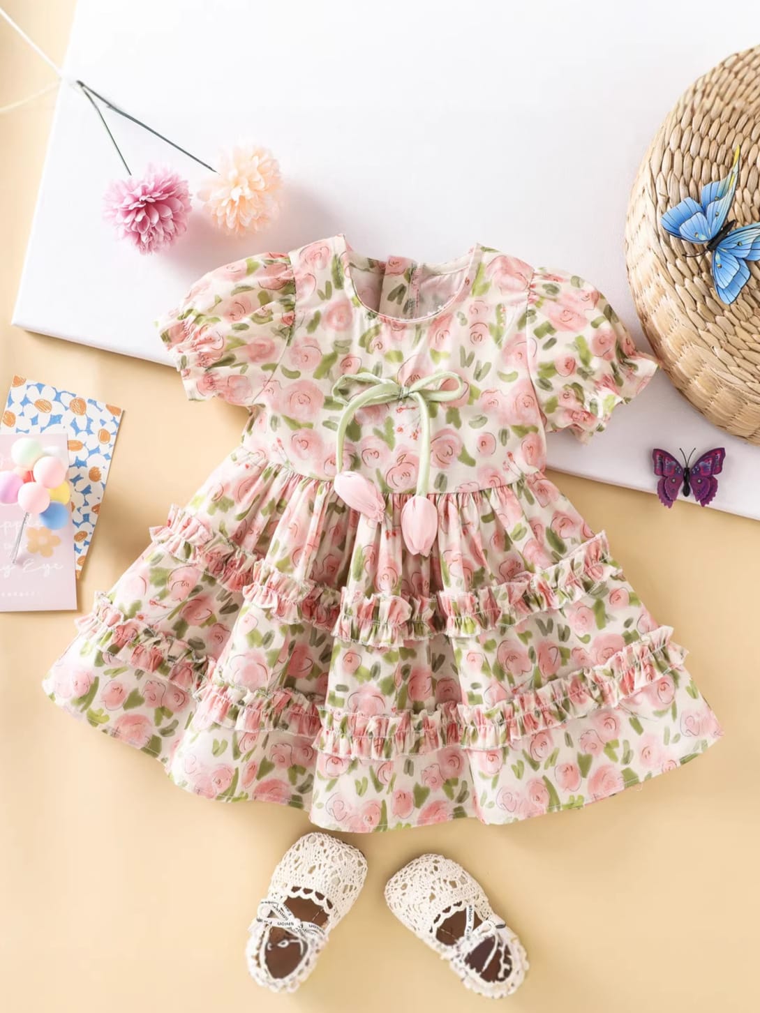 Imported Girls Korean Style Frock - Pale Pink