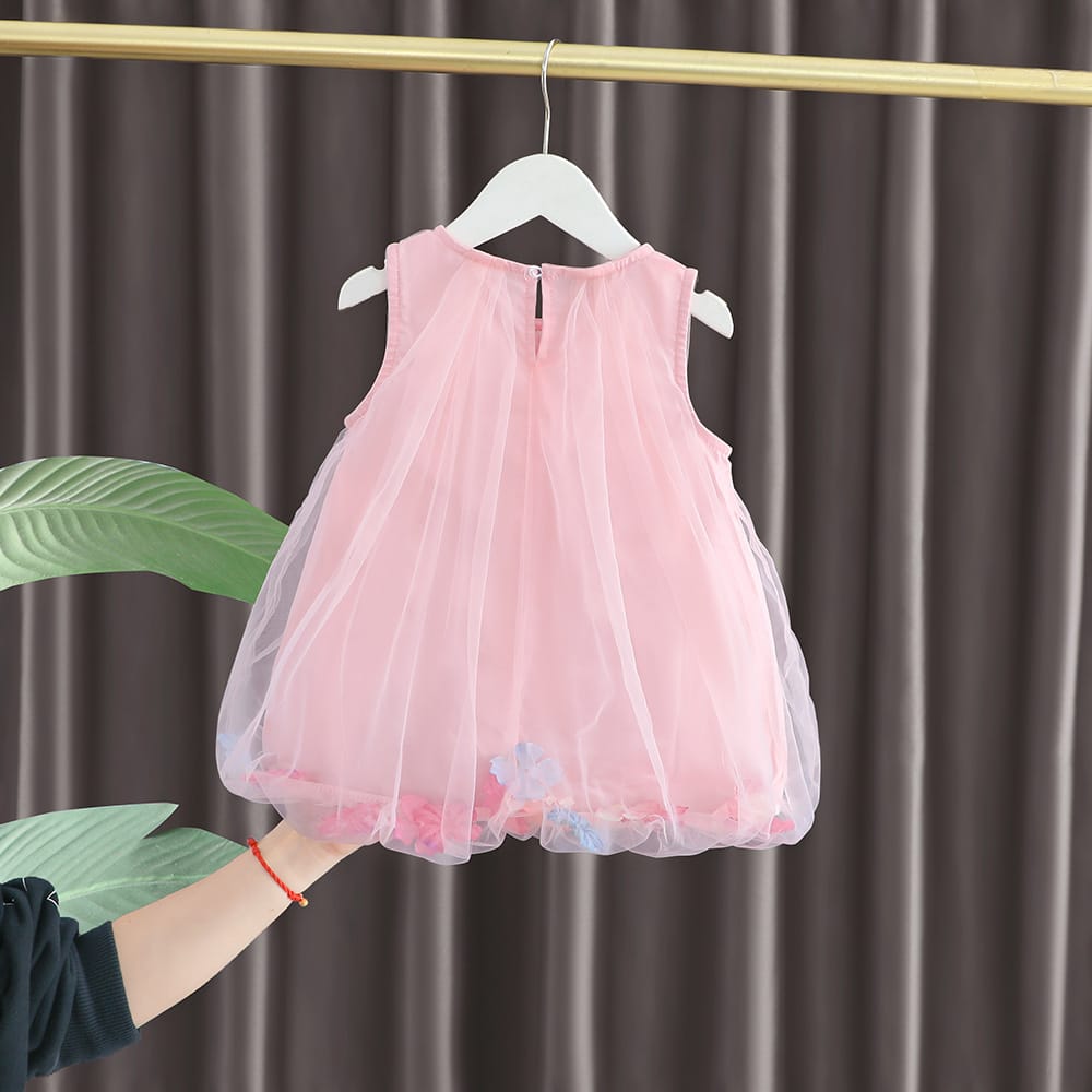 Imported Girls Korean Style Frock - Tea Rose