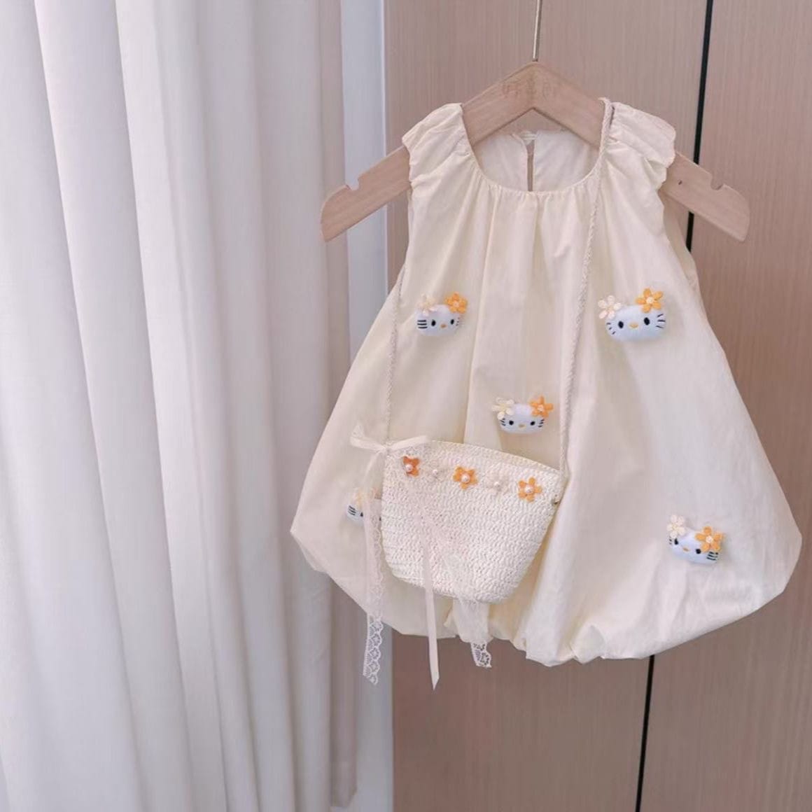 Imported Girls Korean Style Frock - Timberwolf