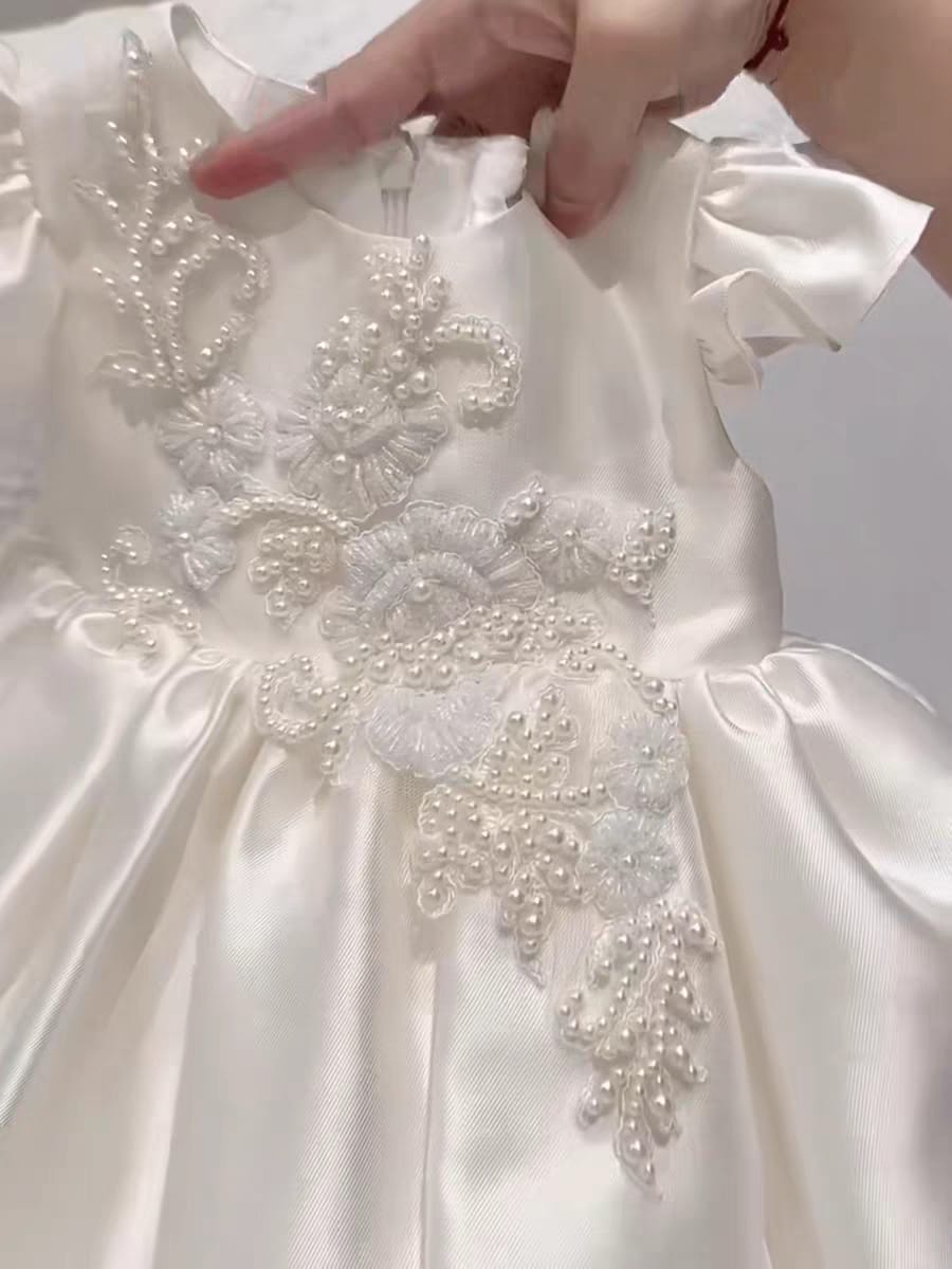 Imported Girls Korean Style Frock - White Rock
