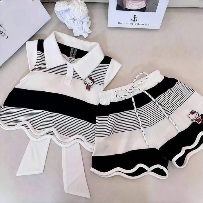 Imported Kids Stylish Top And Pant Set - White X Black