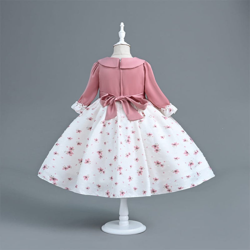 Imported Girls Korean Style Party Dress - Pink X White