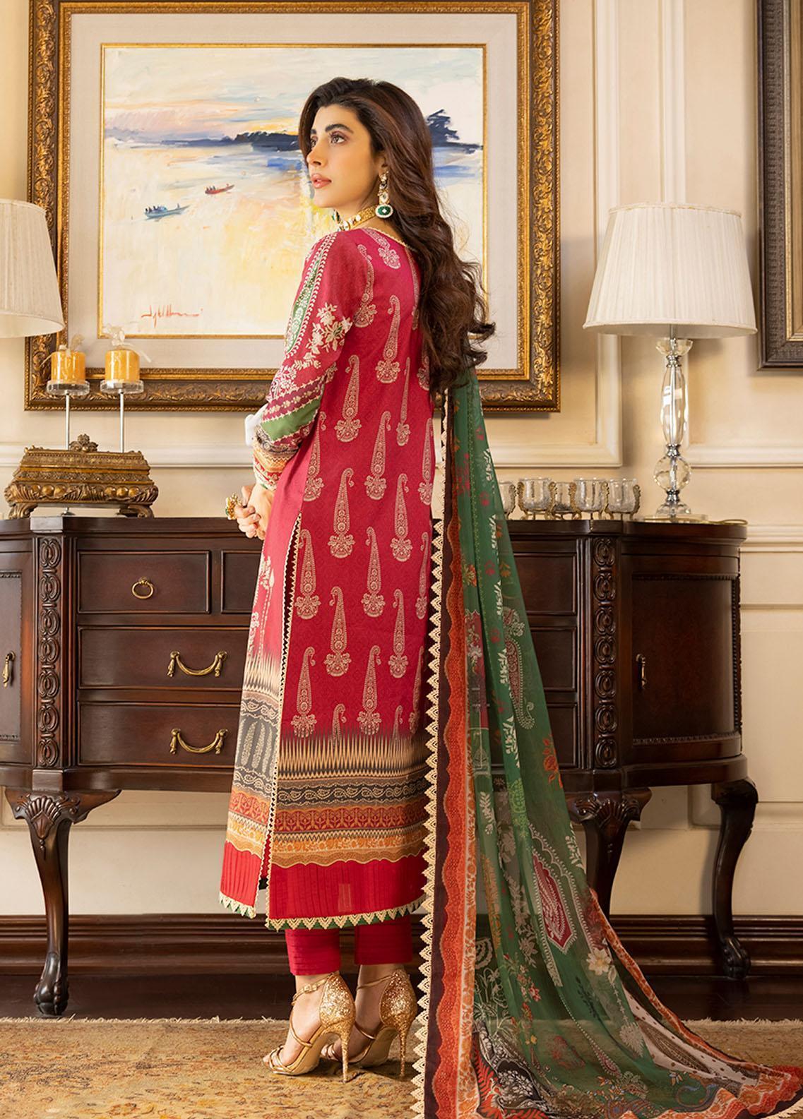 Pakistani Asim Jofa Embroidered Lawn Unstitched Three Piece - AJ23P