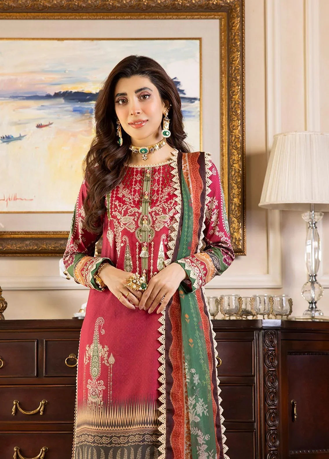Pakistani Asim Jofa Embroidered Lawn Unstitched Three Piece - AJ23P