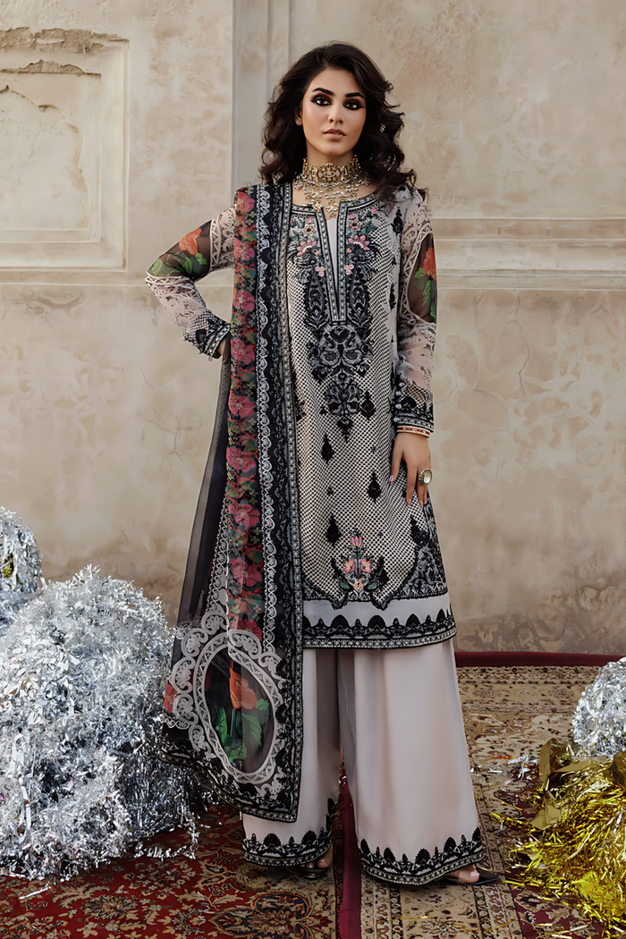 Pakistani Charizma Vasal Embroidered Unstitched Three Piece - Smoky Grey