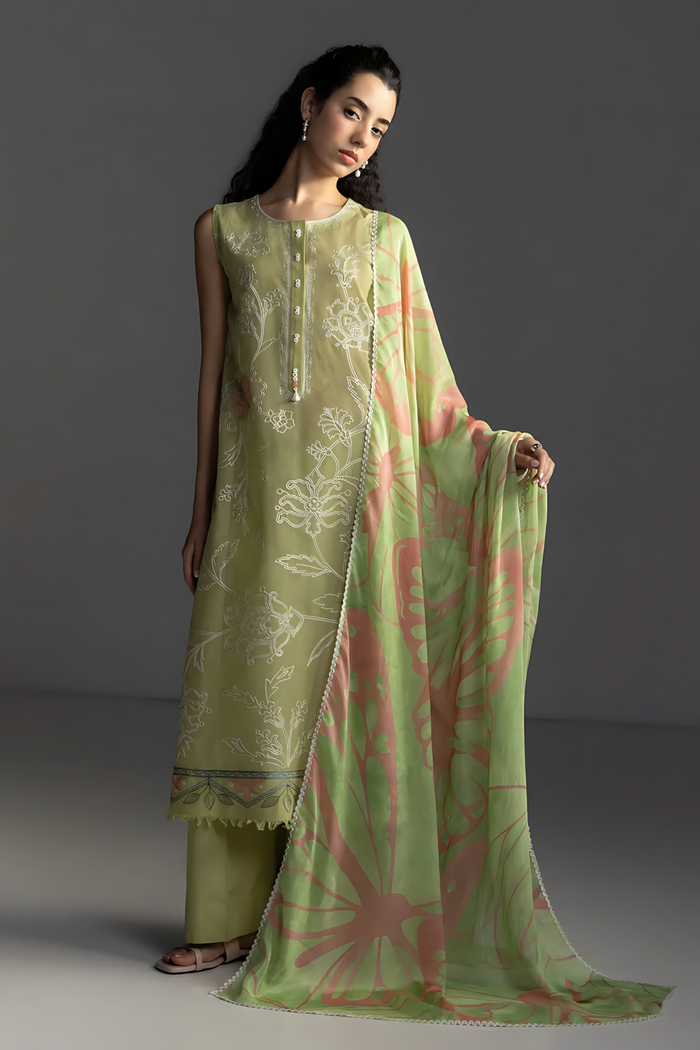 Pakistani Zara Shahjahan Coco Lawn Unstitched Three Piece - Hemlock