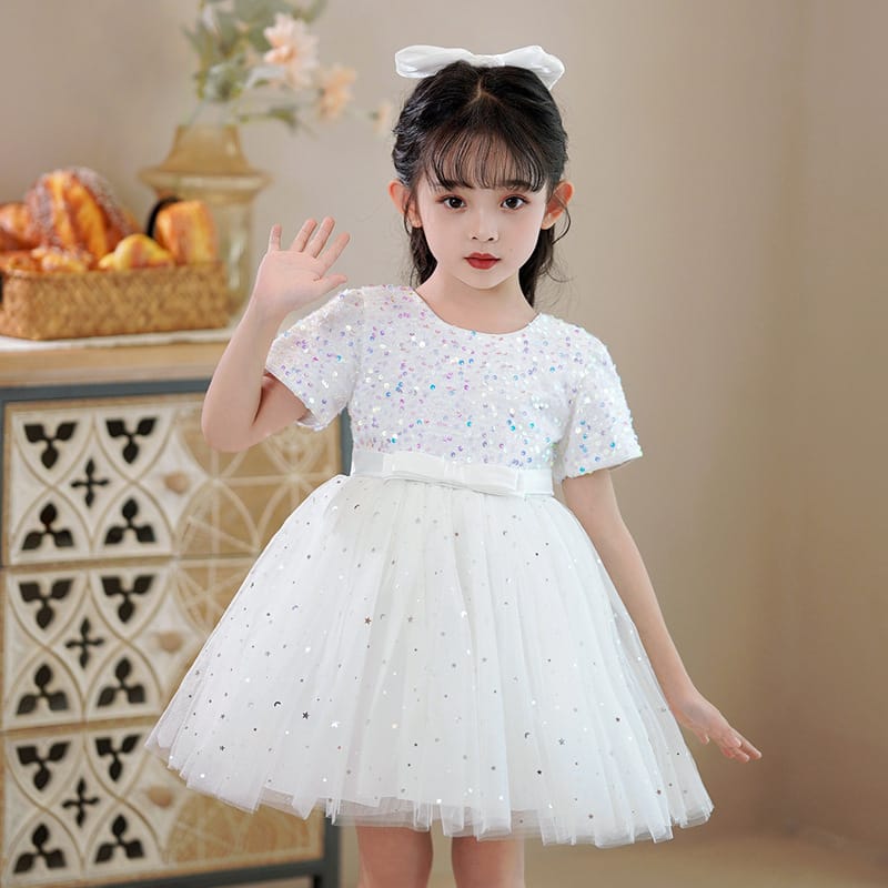 Imported Girls Korean Style Party Dress - Gainsboro