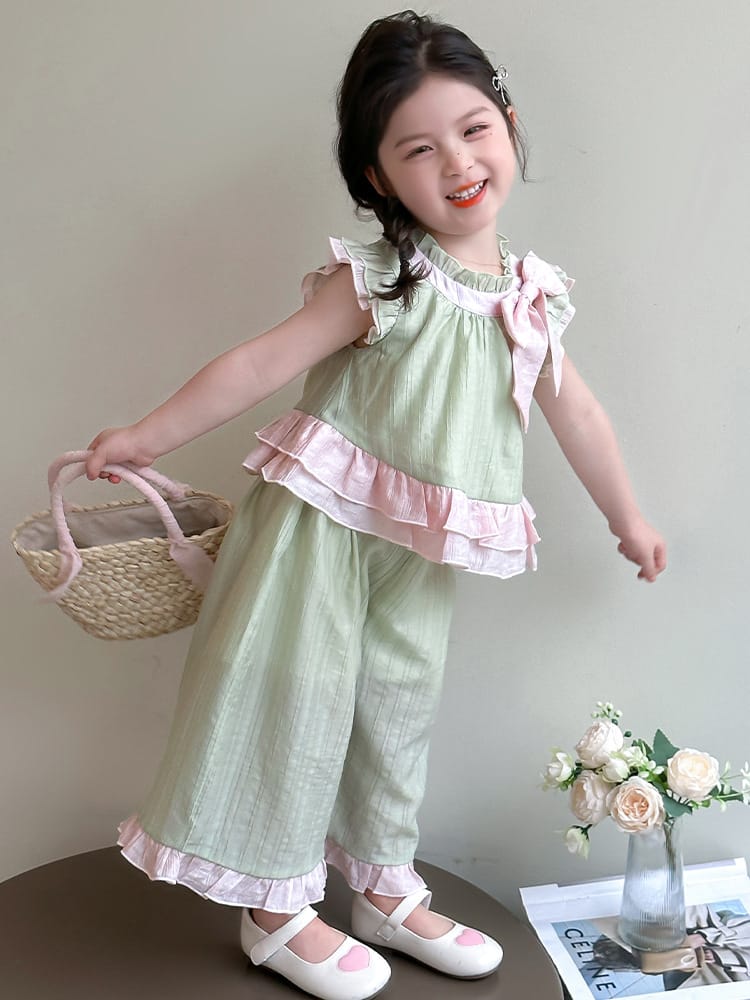 Imported Kids Stylish Top And Pant Set - Teel