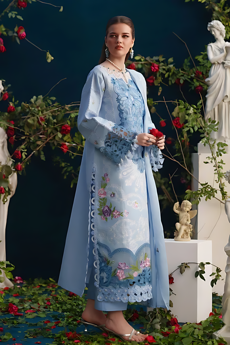 Pakistani Parishay Unstitched Lawn Three Piece - Blue Yonder