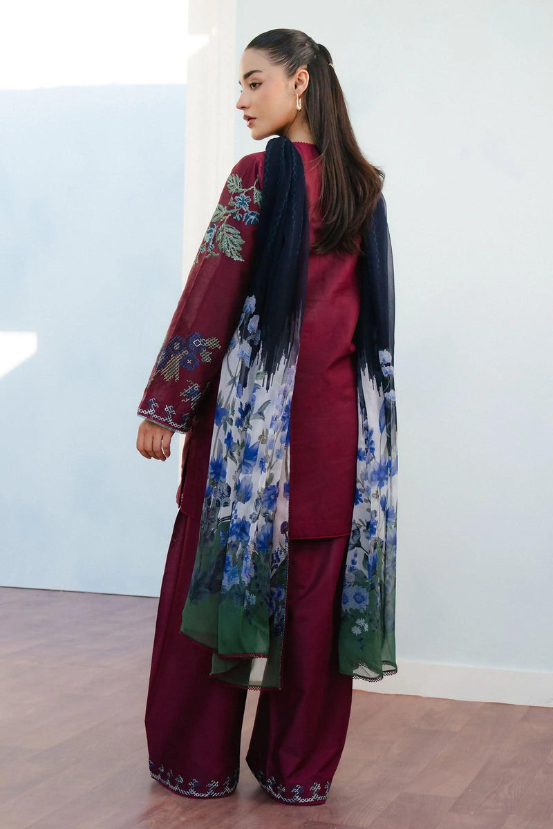 Pakistani Zara Shahjahan Embroidered Unstitched Lawn Three Piece - Freya