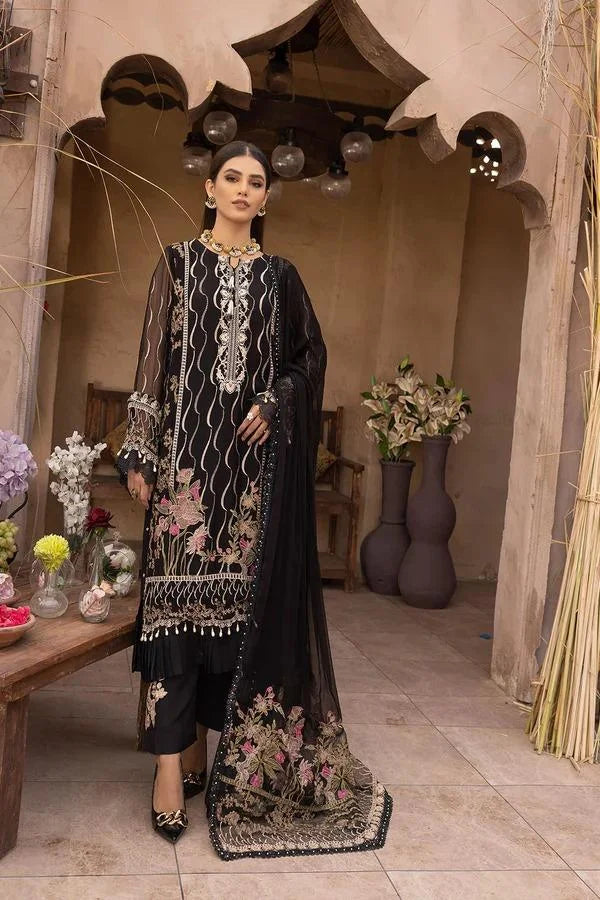 Pakistani Johra Black Gold Unstitched Three Piece