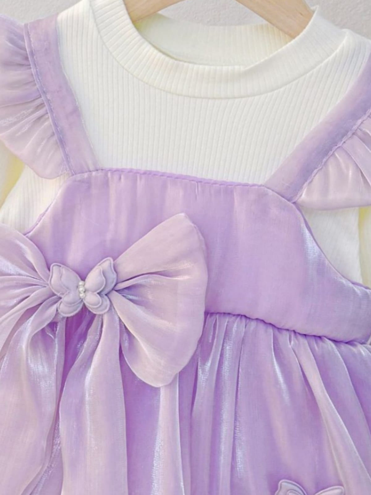 Imported Girls Korean Style Frock - Purple X White