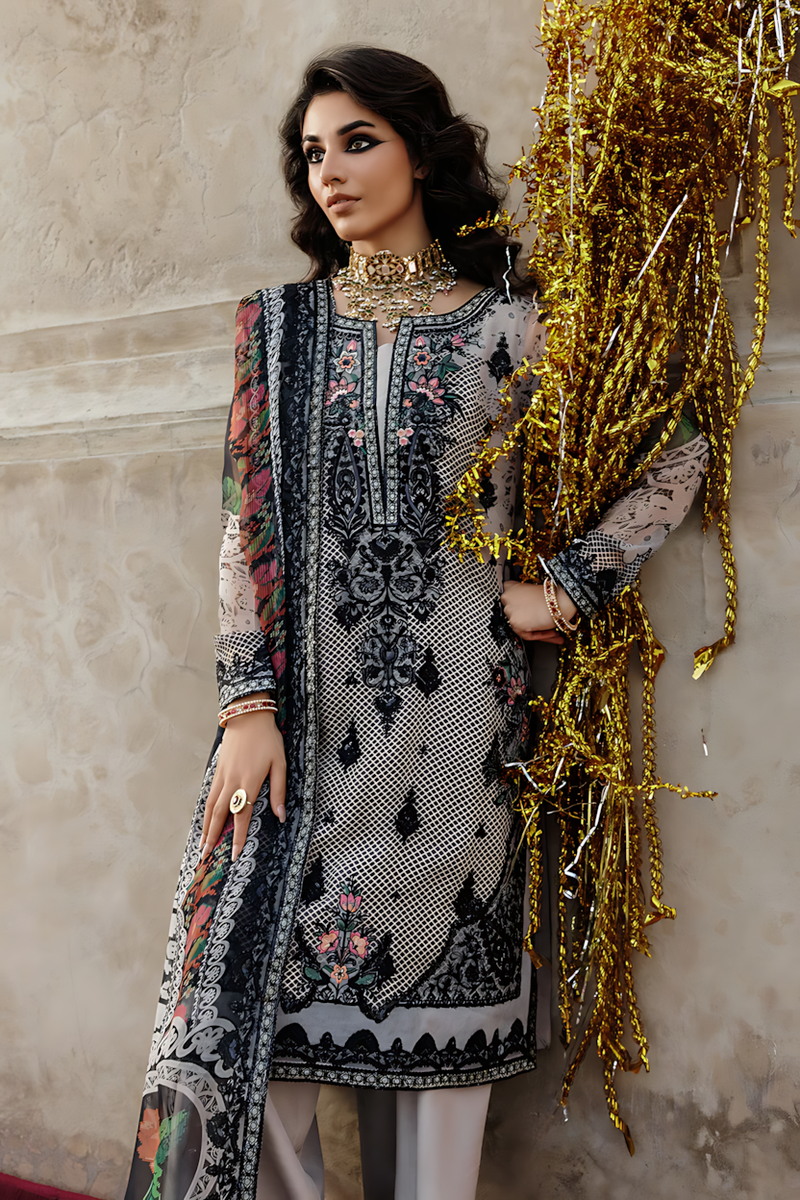 Pakistani Charizma Vasal Embroidered Unstitched Three Piece - Smoky Grey