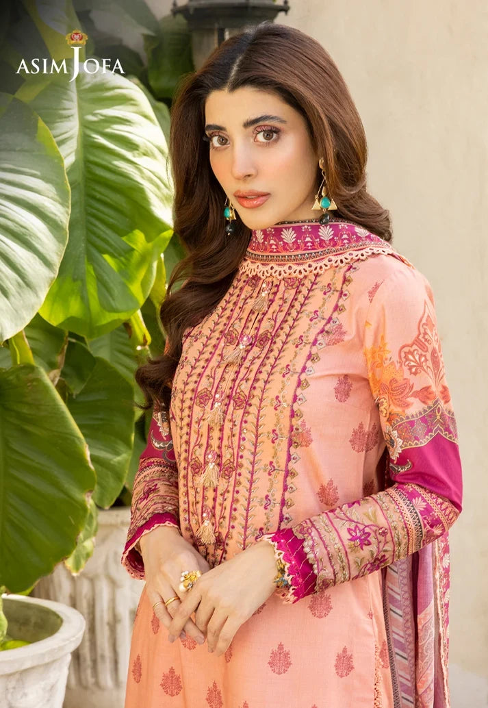 Pakistani Asim Jofa Unstitched Three Piece - Peach