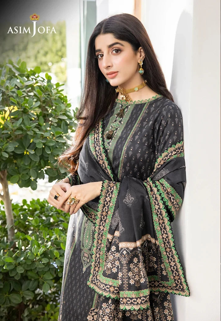 Pakistani Asim Jofa Unstitched Three Piece - Black