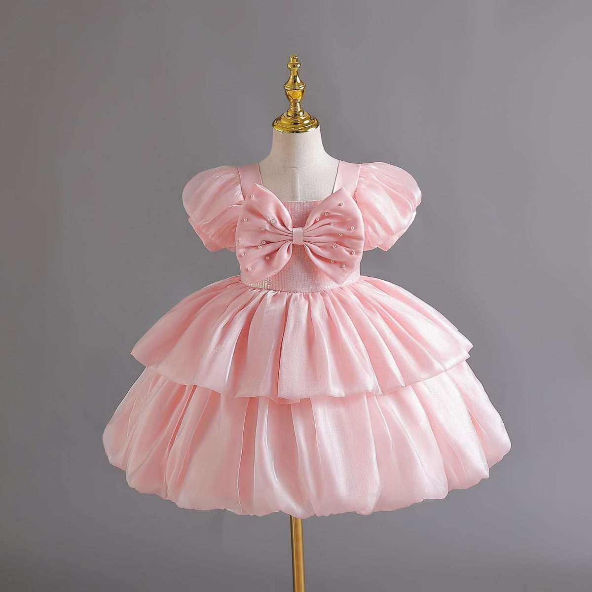Imported Girls Korean Style Party Dress - Rose Gold