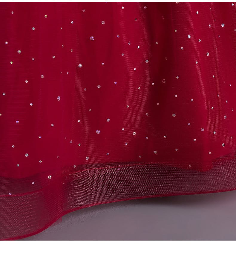 Imported Girls Korean Style Party Dress - Firebrick