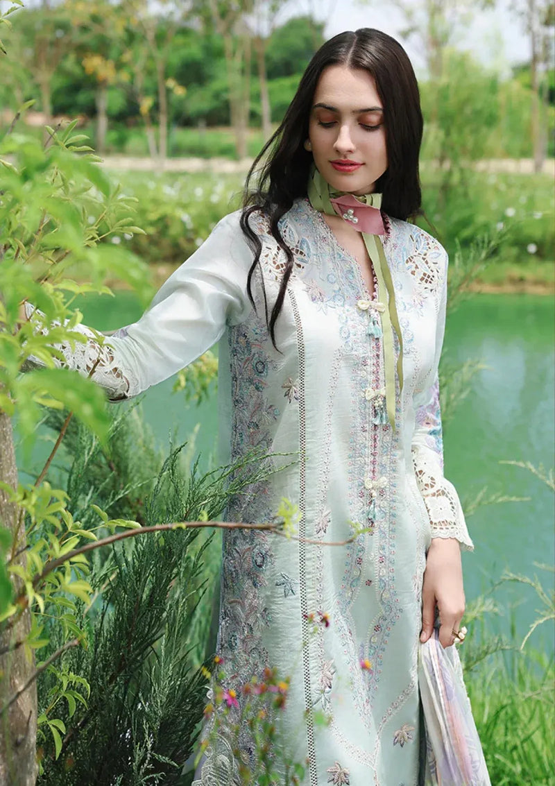 Pakistani Chikankari Embroidered Lawn Three Piece Suit - Mint Green