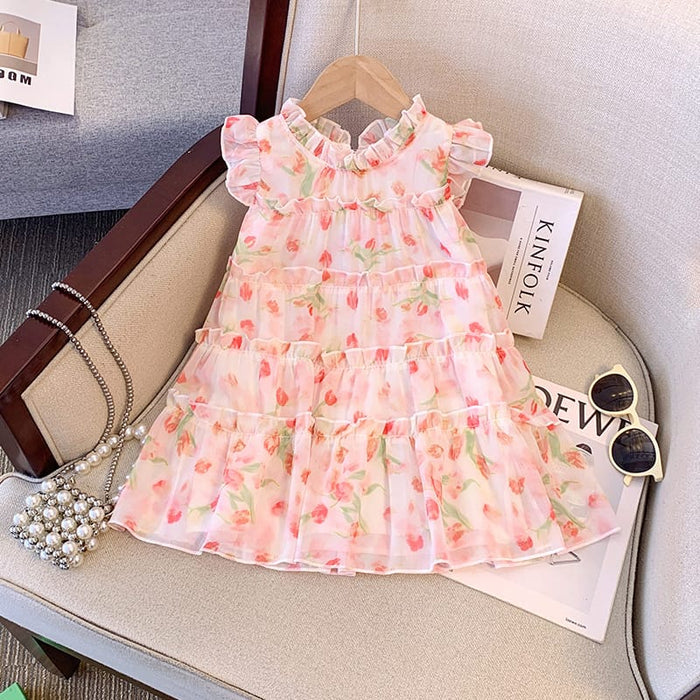 Imported Girls Korean Style Frock - Rose