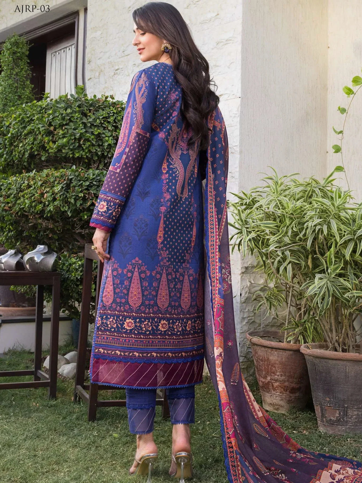 Pakistani Asim Jofa Embroidered Lawn Unstitched Three Piece - AJRP-03