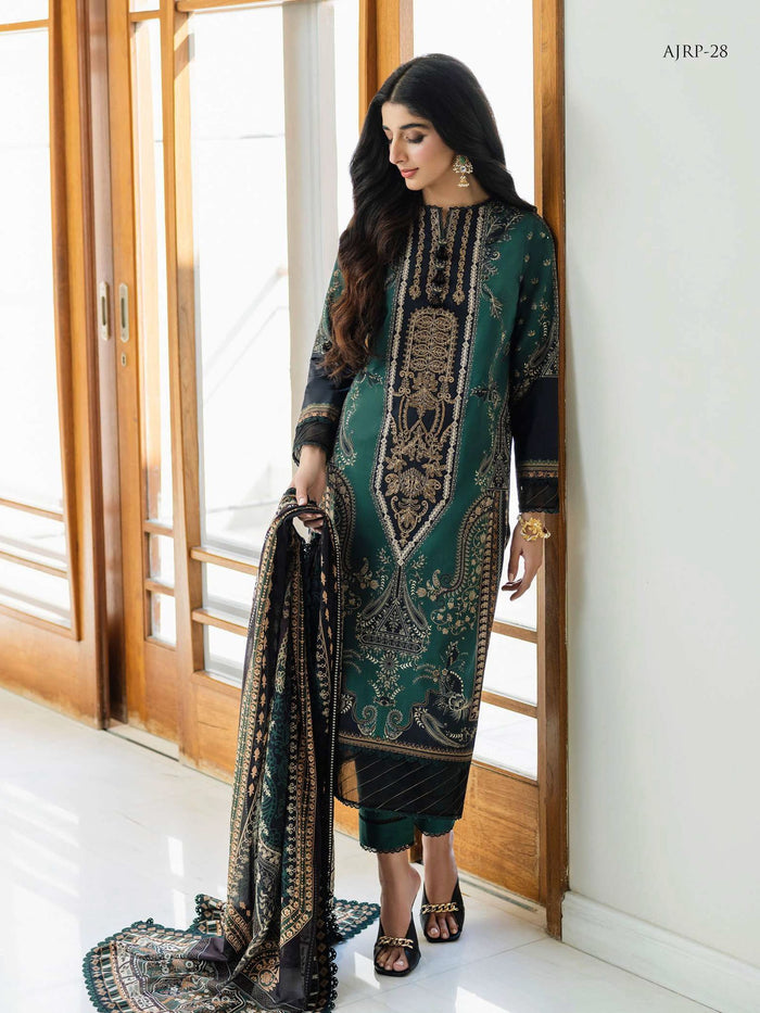 Pakistani Asim Jofa Embroidered Lawn Unstitched Three Piece - AJRP-28