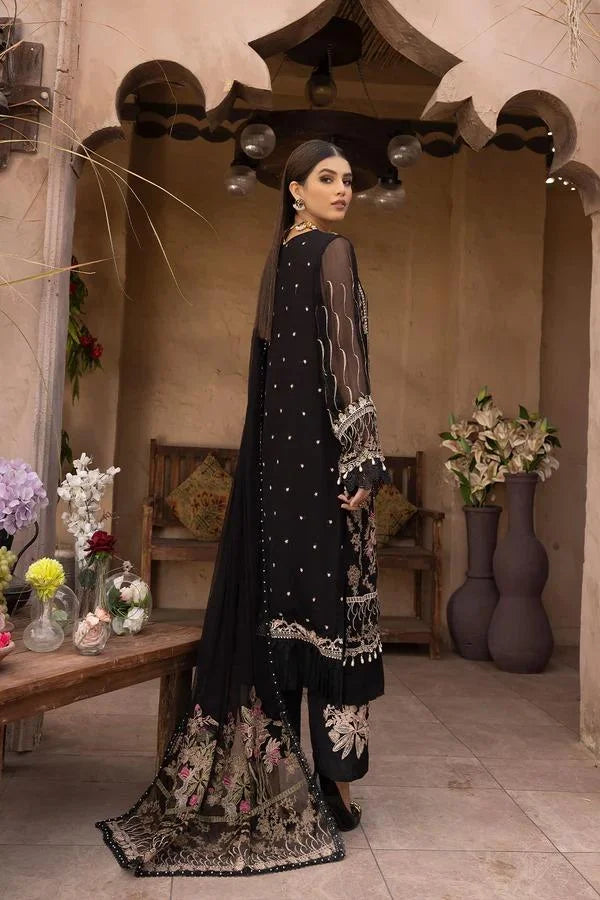Pakistani Johra Black Gold Unstitched Three Piece