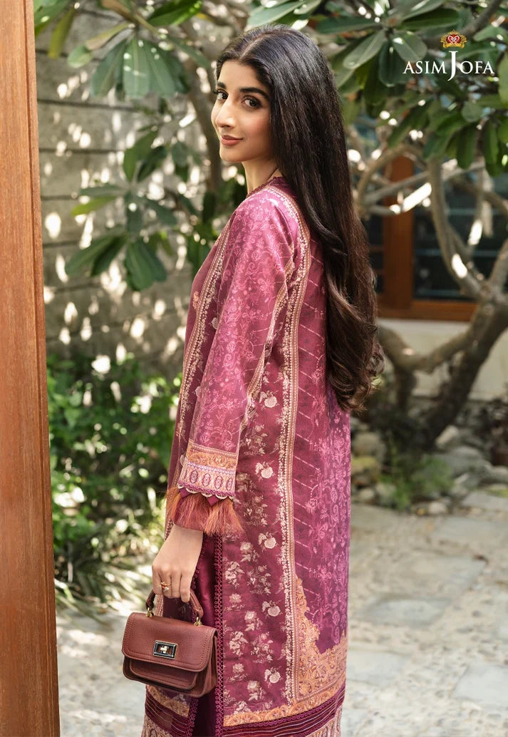 Pakistani Asim Jofa Unstitched Three Piece - Magenta