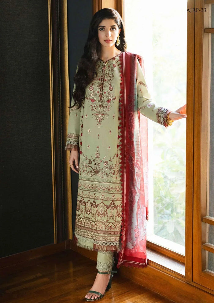 Pakistani Asim Jofa Embroidered Lawn Unstitched Three Piece - Rania