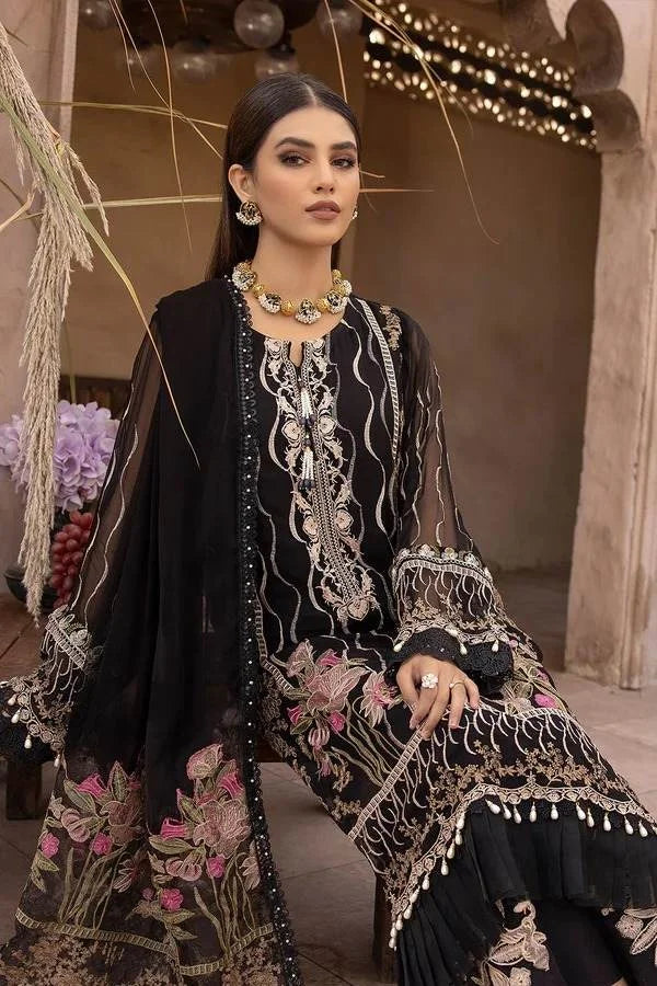 Pakistani Johra Black Gold Unstitched Three Piece