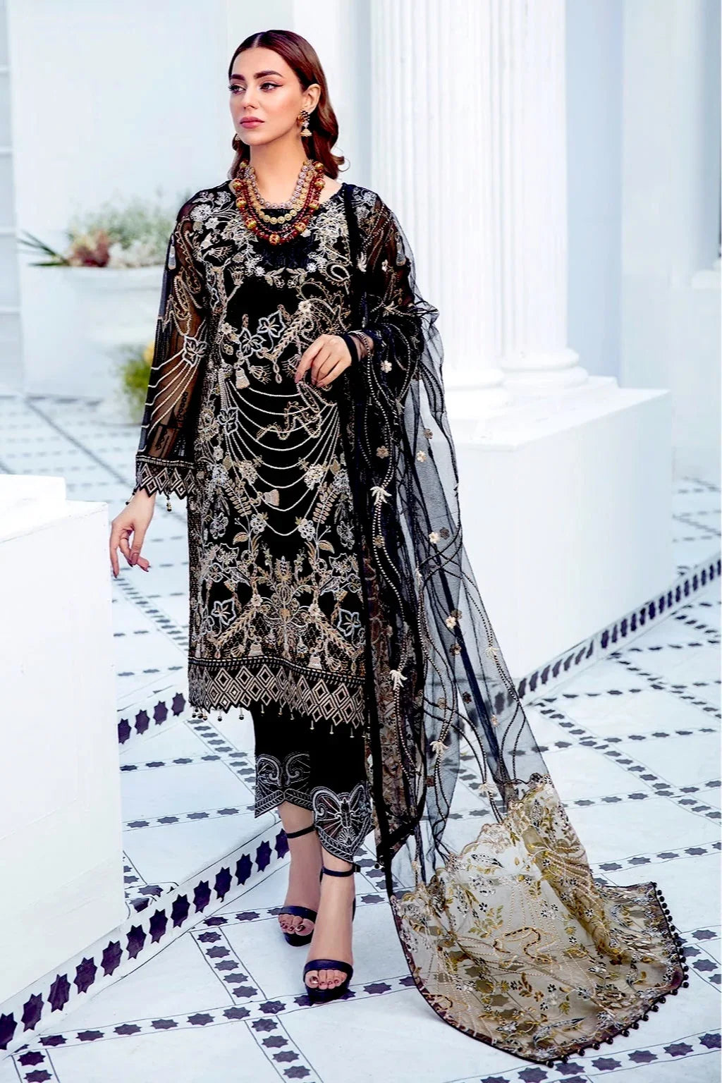 Pakistani Ramsha Luxury Chiffon Unstitched Three Piece