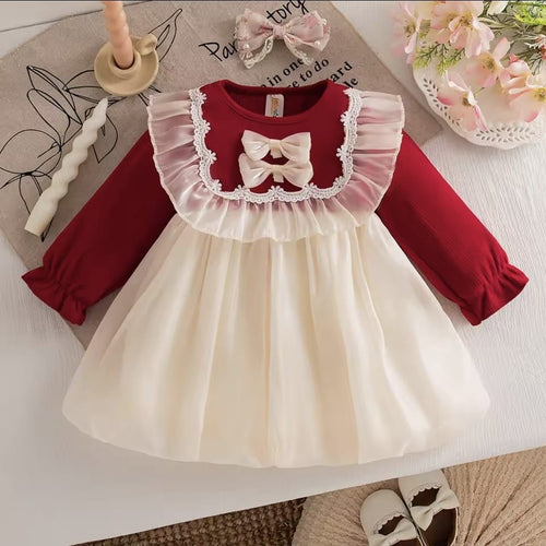 Imported Girls Korean Style Frock - Red