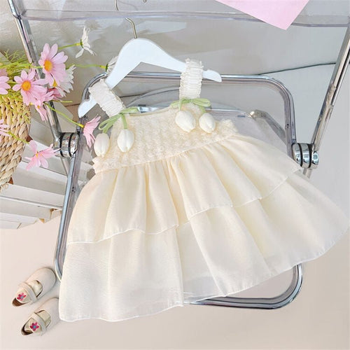Imported Girls Korean Style Frock - White