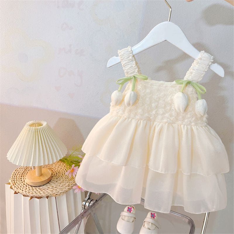 Imported Girls Korean Style Frock - White