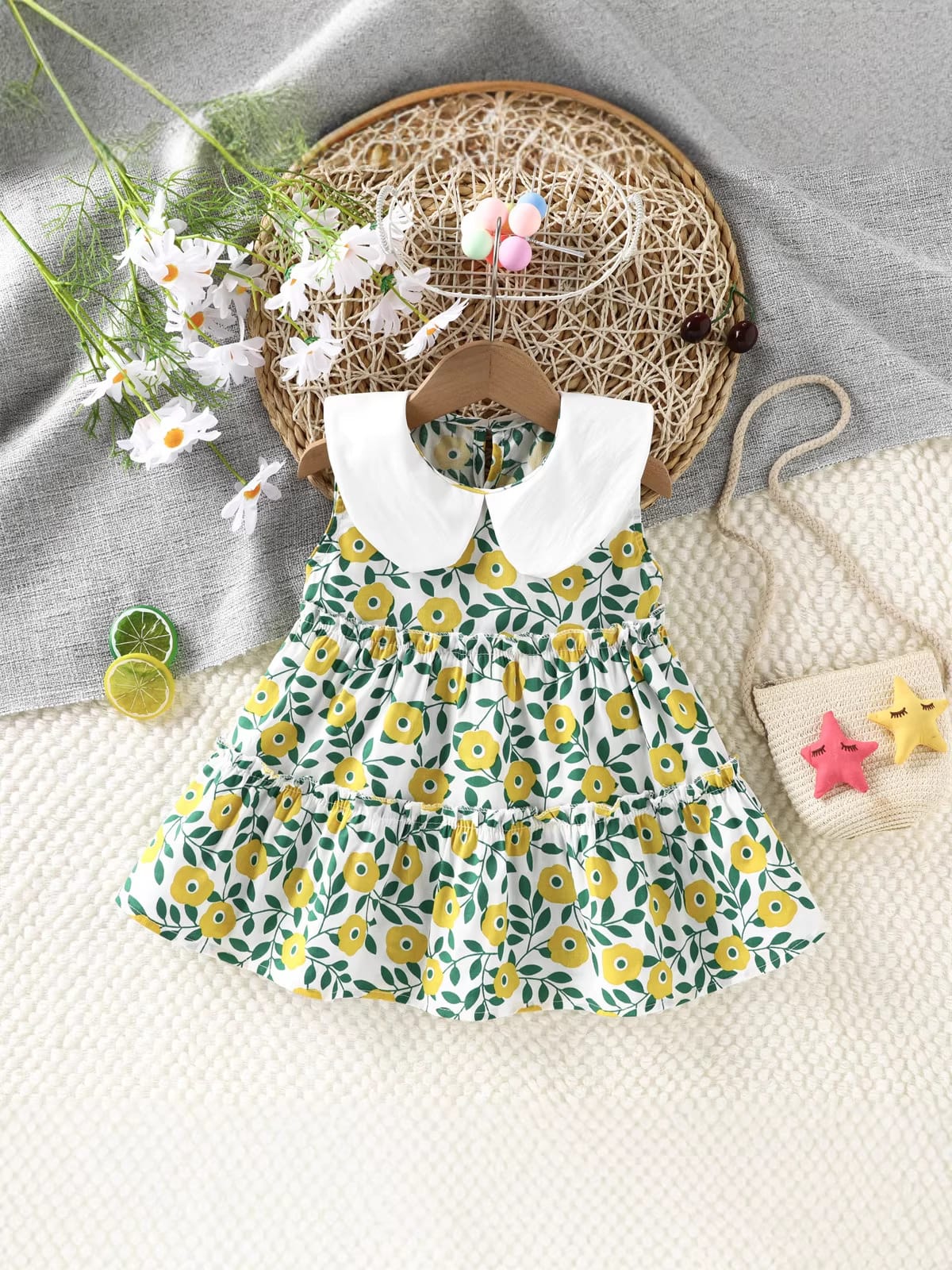 Imported Girls Korean Style Frock - Ash Grey