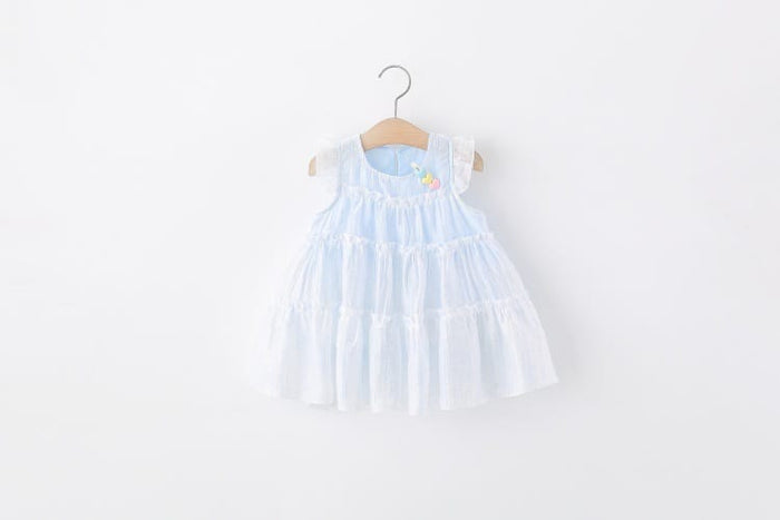 Imported Girls Korean Style Frock - Sky