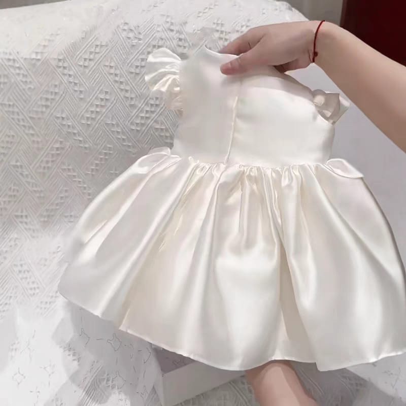 Imported Girls Korean Style Frock - White Rock