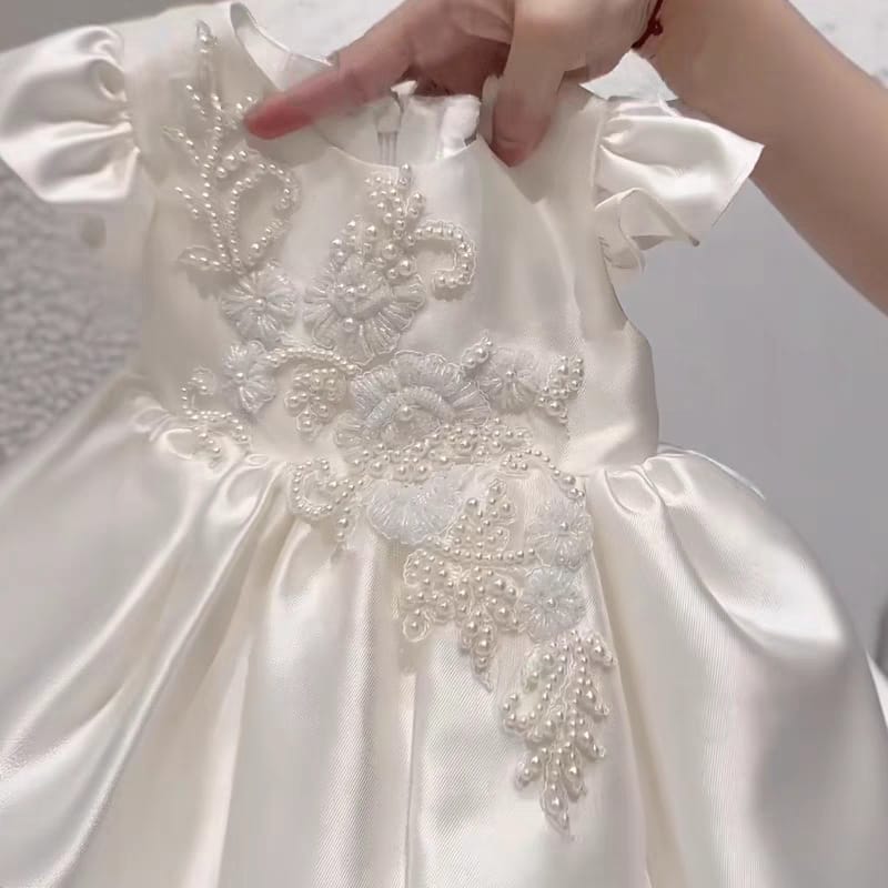 Imported Girls Korean Style Frock - White Rock