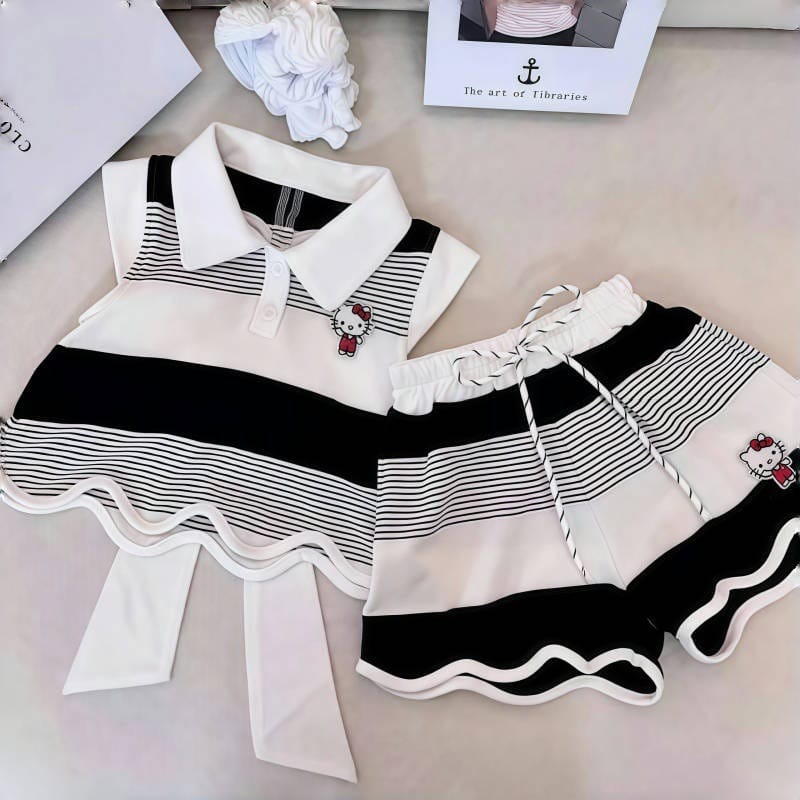 Imported Kids Stylish Top And Pant Set - White X Black